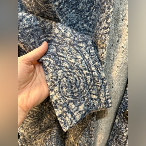 NWT Pure Jill Snap Front Cardigan Sweater Size M Paisley Printed Fabric Eyelet - Picture 5 of 10